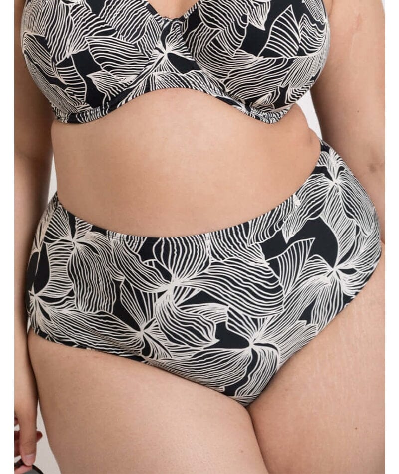 Curvy Kate Ripple Reef High Waist Bikini Brief - Black Print Swim