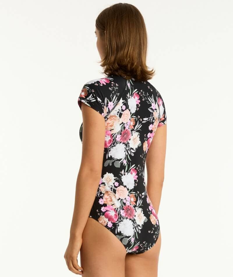 Sea Level Belle Short Sleeve A-DD Cup One Piece Swimsuit - Black Swim