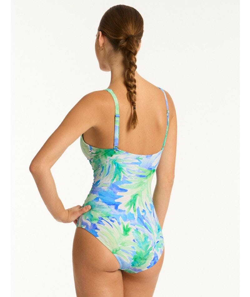 Sea Level Key Largo Cross Front A-DD Cup One Piece Swimsuit - Blue Swim