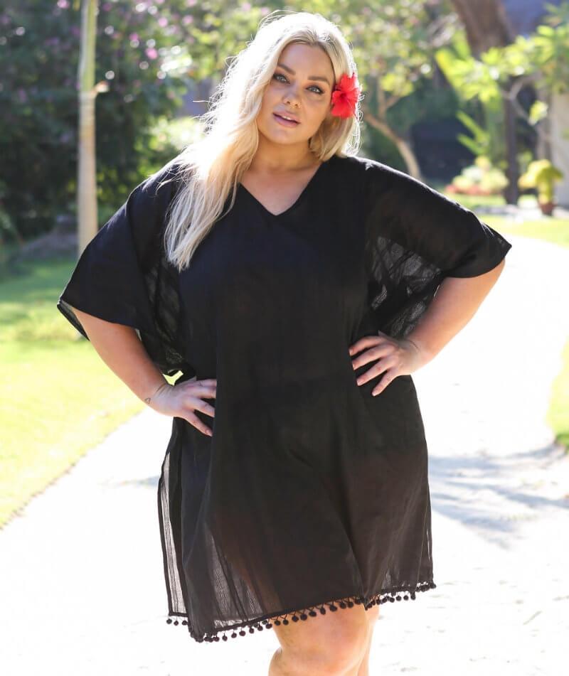 Capriosca Cotton Kaftan - Black Swim OS