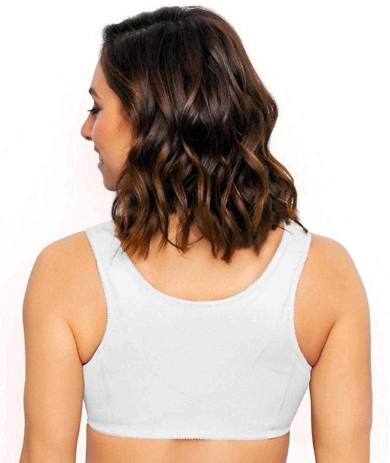 Exquisite Form Fully Front Close Wirefree Cotton Posture Bra With Lace - White Bras 34B White