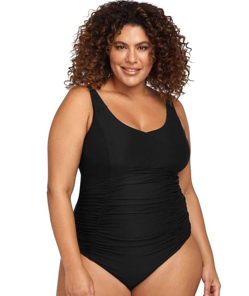 Artesands Hues Raphael Underwire E-F Cup One Piece Swimsuit - Black Swim