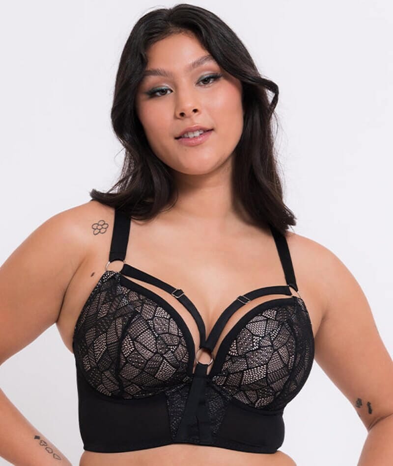 Curvy Kate Non-Stop Superplunge Longline Bra - Black/Pink Bras