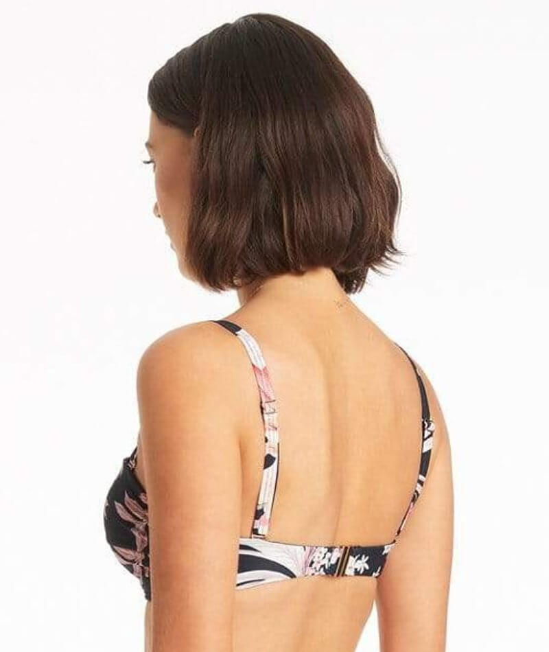 Sea Level Martini Twist Front Bandeau Bikini Top - Black Swim