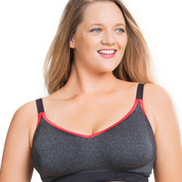 Sugar Candy Crush Fuller Bust Seamless F-HH Cup Wire-free Lounge Bra - Charcoal