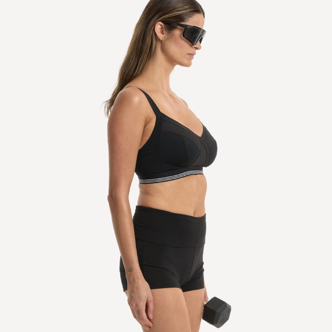 Nala Sporty Support Wirefree Bralette - Licorice/Snow Cone