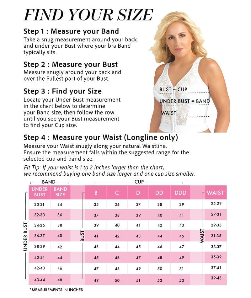 Exquisite Form Fully Front Close Wire-free Longline Posture with Lace Bra- Black Bras