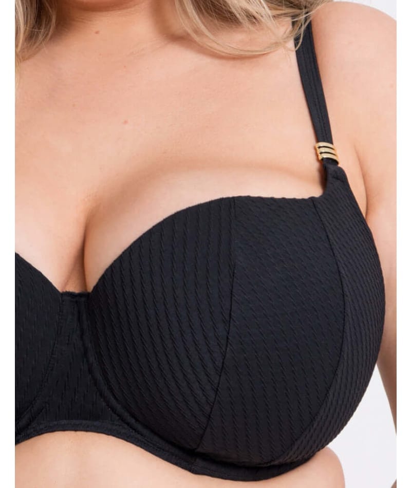 Curvy Kate Jet Set Balcony Bikini Top - Black Swim