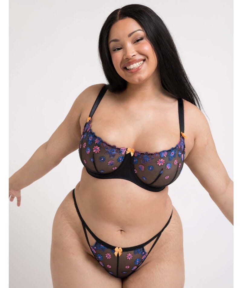 Curvy Kate Strawberry Crush Brazilian Brief - Black Multi Knickers