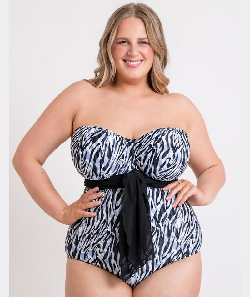 Zebra and Snake Print Strapless Bathing Suit Tops Tamrali Bandeau Bikini Top Zebra | Princess Polly main image 3
