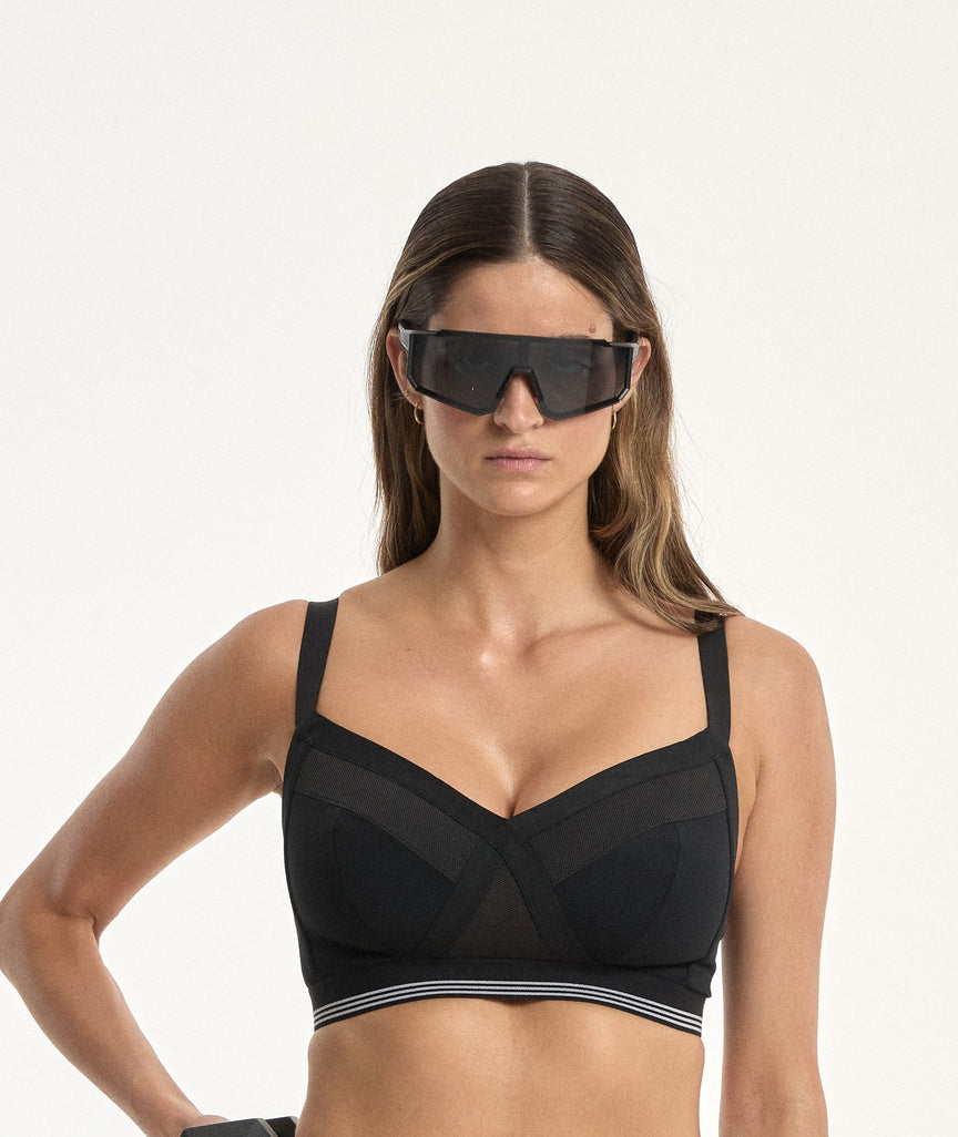 Nala Sporty Support Wirefree Bralette - Licorice/Snow Cone