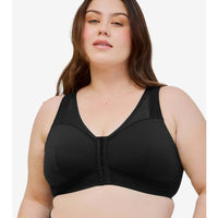 Leading Lady Harper Plus Size Back Smoothing Wire-free Front Close Bra - Black