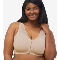 Leading Lady Harper Plus Size Back Smoothing Wire-free Front Close Bra - Sand