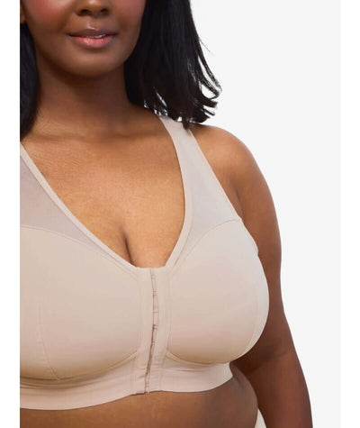 Leading Lady Harper Plus Size Back Smoothing Wire-free Front Close Bra - Sand Bras