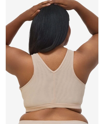 Leading Lady Harper Plus Size Back Smoothing Wire-free Front Close Bra - Sand Bras