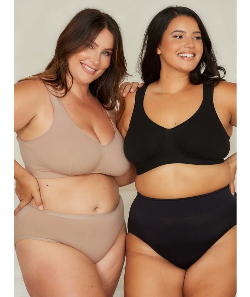 Leading Lady The Evie Plus Size Wire-free Cotton Comfort Bra - Sand Bras