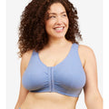 Leading Lady The Meryl Cotton Front Opening Wire-free Leisure Bra - Heather Denim Blue