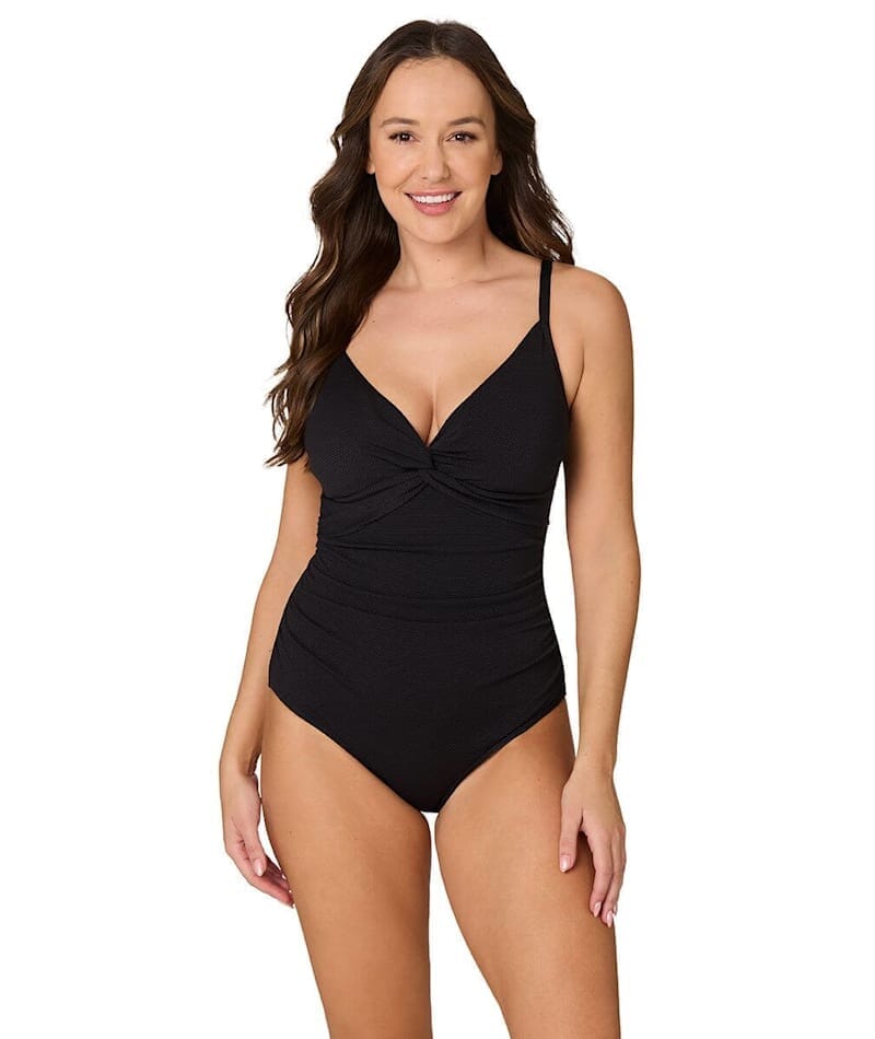 Nip Tuck Must Haves Kate Looped Front A-D Cup One Piece Swimsuit - Black Swim 