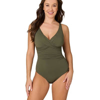 Nip Tuck Must Haves Louise Cross Front A-DD Cup One Piece Swimsuit - Olive