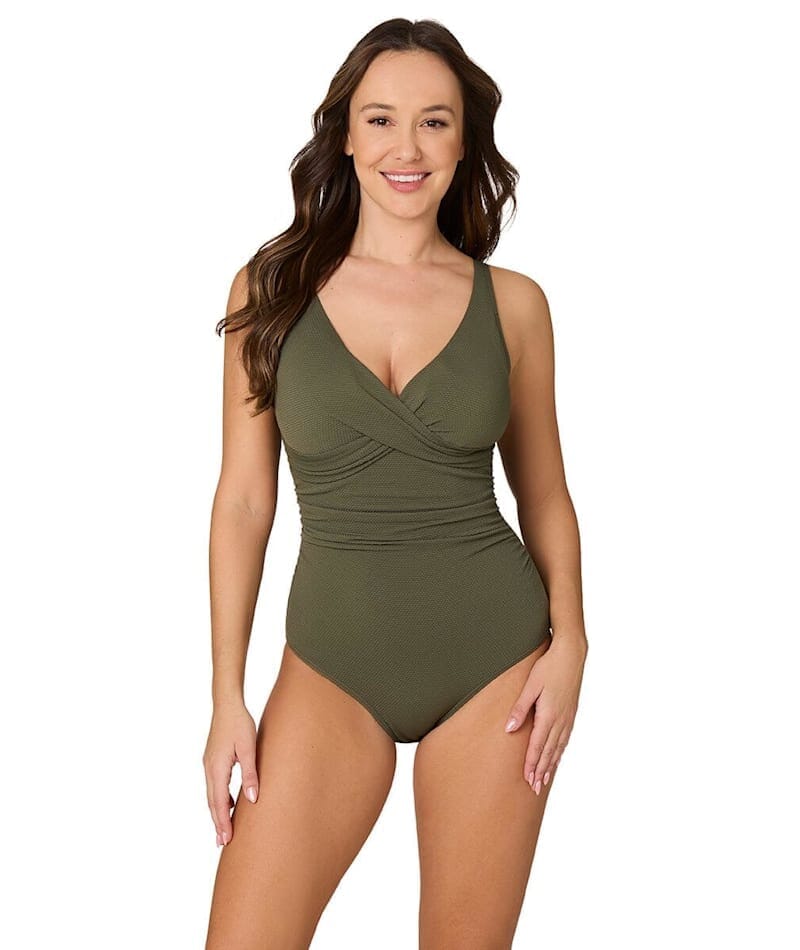 Nip Tuck Must Haves Louise Cross Front A-DD Cup One Piece Swimsuit - Olive Swim