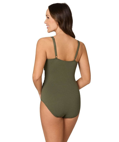 Nip Tuck Must Haves Louise Cross Front A-DD Cup One Piece Swimsuit - Olive Swim