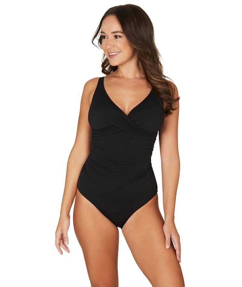 Nip Tuck Must Haves Louise Cross Front A-DD Cup One Piece Swimsuit - Black Swim