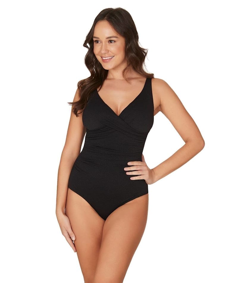 Nip Tuck Must Haves Louise Cross Front A-DD Cup One Piece Swimsuit - Black Swim
