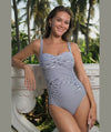 Nip Tuck Sorrento Stripe Joanne Twist Front A-DD Cup One Piece Swimsuit - Navy Swim
