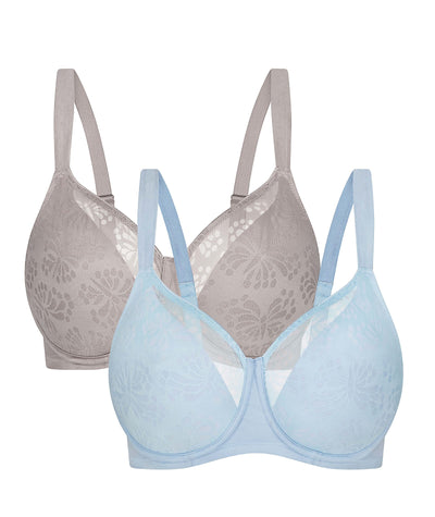 Triumph Lacy Minimizer 2 Pack Bra - Blue Sea/Rhino Grey Bras