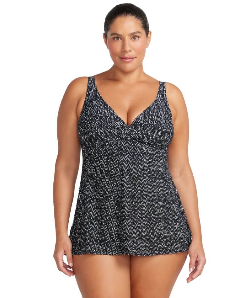 Zig Zag Black Delacroix Swimdress, Black / AU14+/US10+