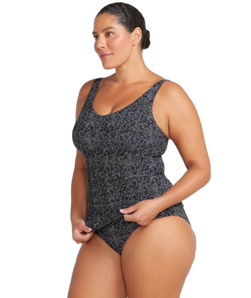 Artesands Zig Zag Raphael E-F Cup Underwire Tankini Top - Black Swim