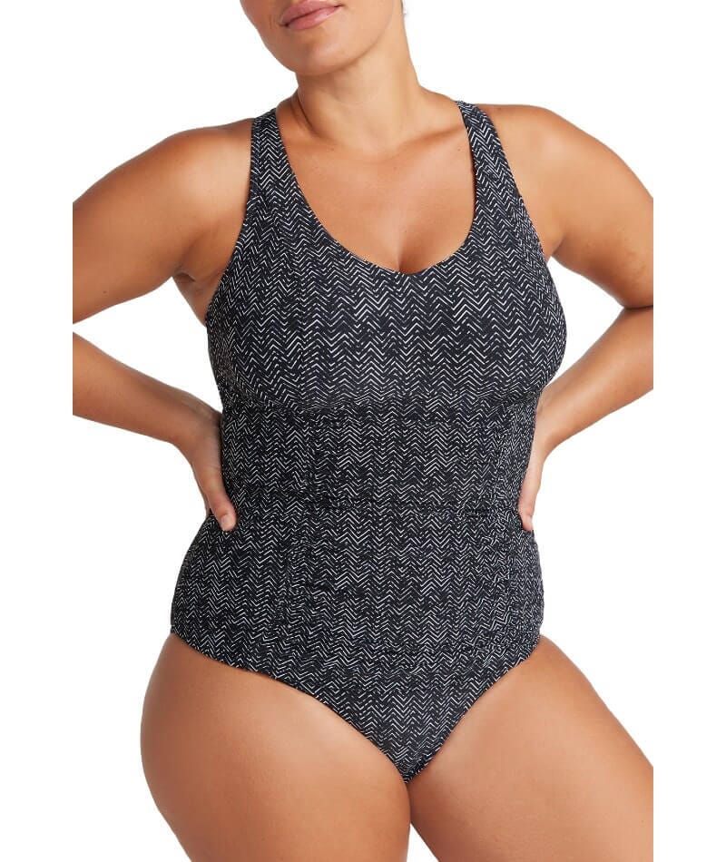 Artesands Zig Zag Raphael E-F Cup Underwire Tankini Top - Black Swim