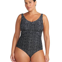 Artesands Zig Zag Raphael Underwire E-F Cup One Piece Swimsuit - Black