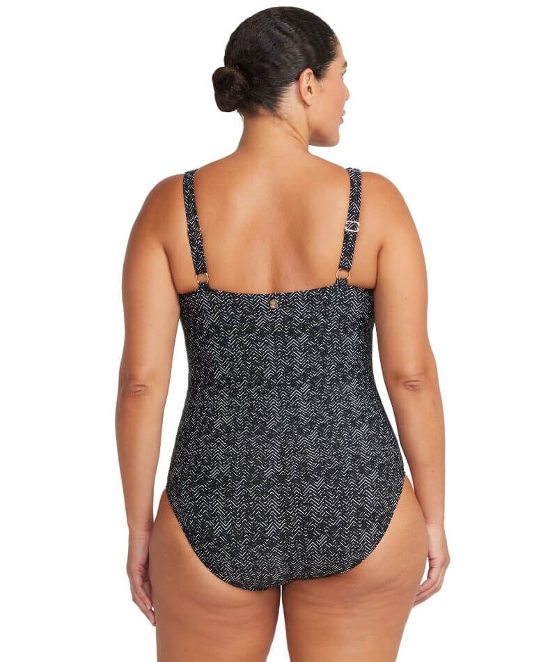 Artesands Zig Zag Raphael Underwire E-F Cup One Piece Swimsuit - Black Swim
