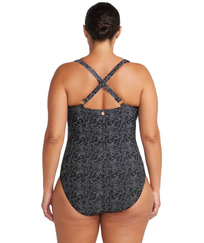 Artesands Zig Zag Raphael Underwire E-F Cup One Piece Swimsuit - Black Swim