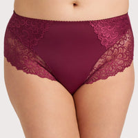 Ava & Audrey Aster Lace & Micro Full Brief - Wine Red