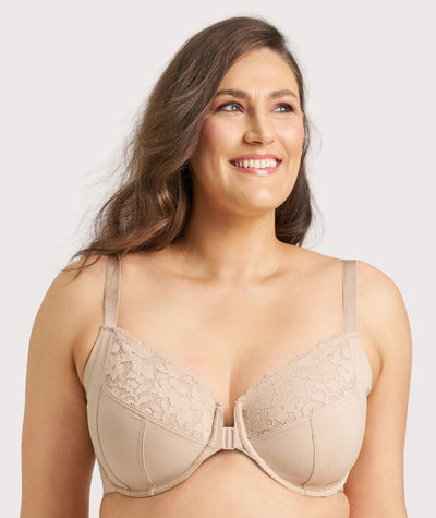 Ava & Audrey Bardot Front-Closing Underwire Bra - Nude