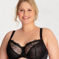 Ava & Audrey Elizabeth Embroidered Full Cup Underwired Bra - Black