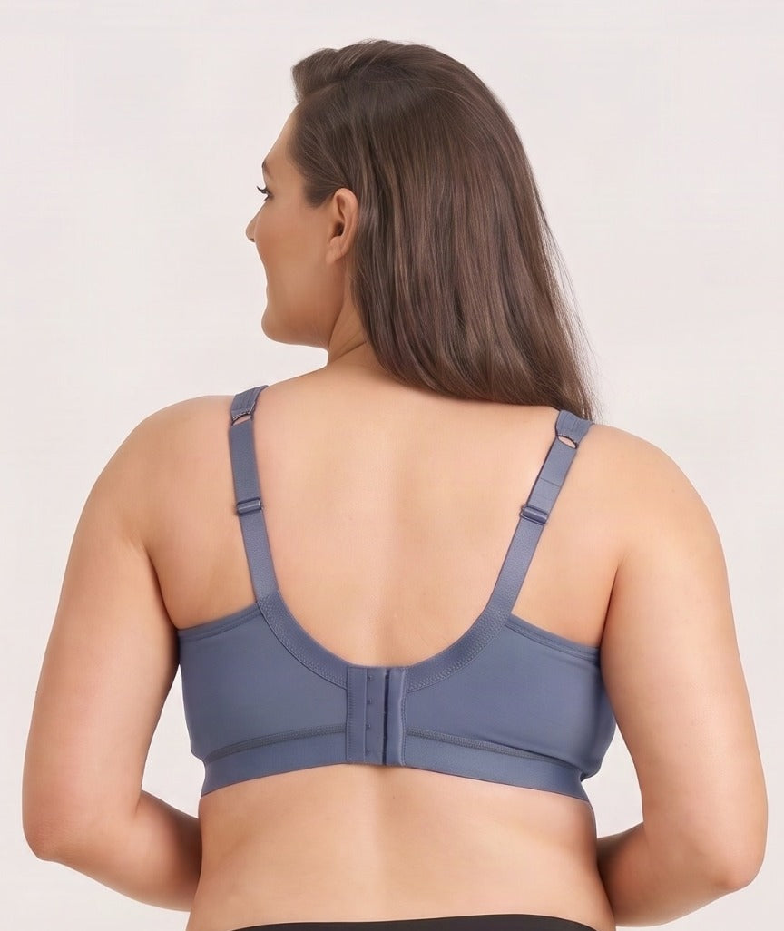 Ava & Audrey Faye Cotton & Lace Wire-free Bra - Denim Blue