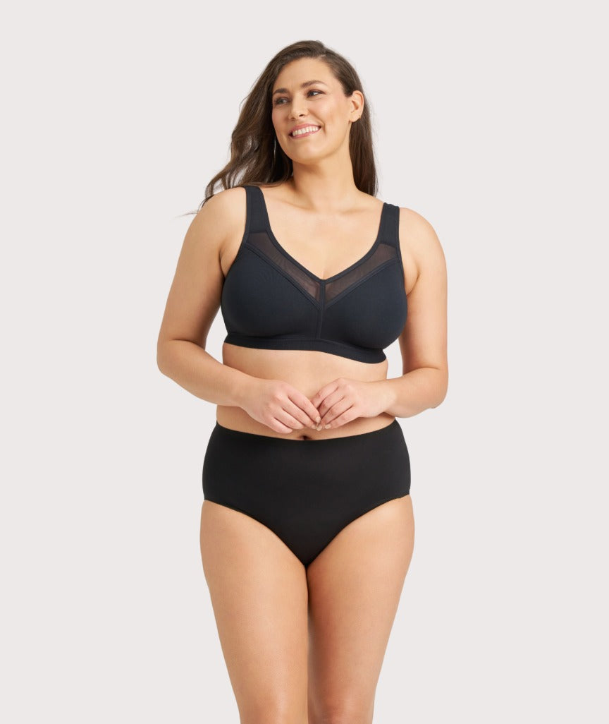 Ava & Audrey Faye Splice Wire-free Support Bra - Black