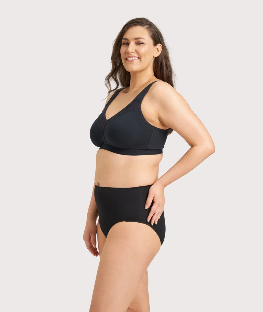 Ava & Audrey Faye Splice Wire-free Support Bra - Black