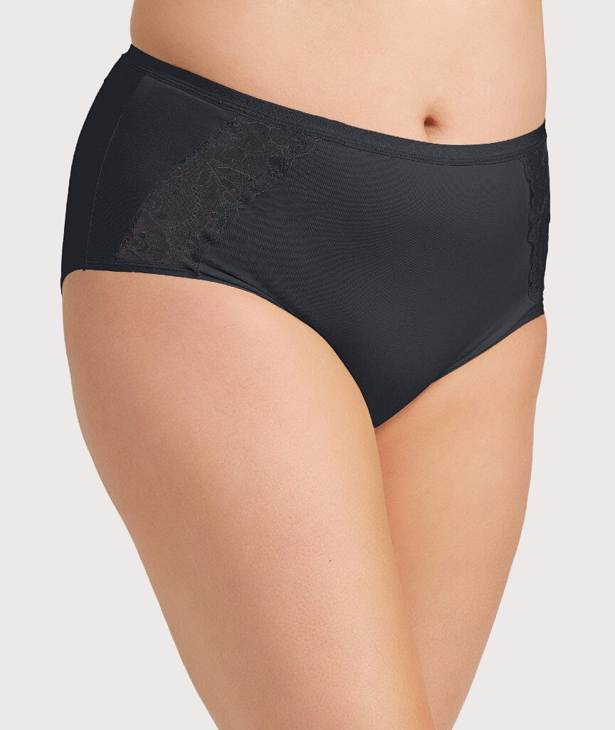 Ava & Audrey Hannah Cotton & Lace Full Brief - Black