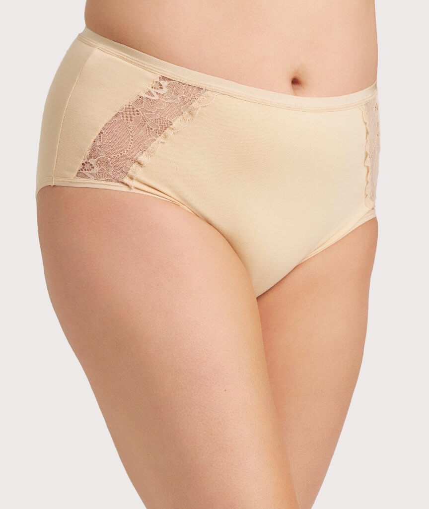 Ava & Audrey Hannah Cotton & Lace Full Brief - Frappe