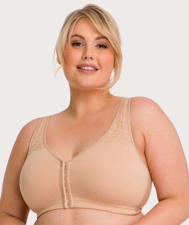 Ava & Audrey Hannah Cotton Wire-Free Front Opening Bra 2 Pack - Black/Frappe Bras 