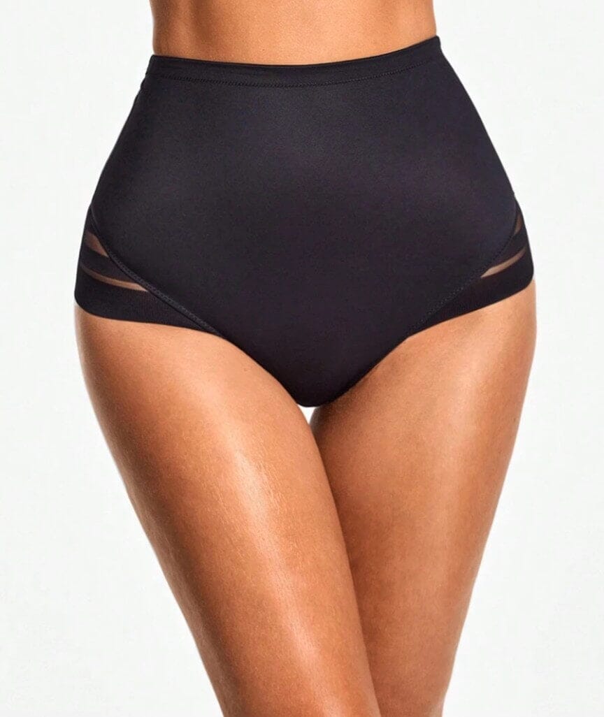 Ava & Audrey Jacquard Stripe Smoothing Full Brief - Black Knickers 