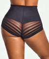 Ava & Audrey Jacquard Stripe Smoothing Full Brief - Black Knickers