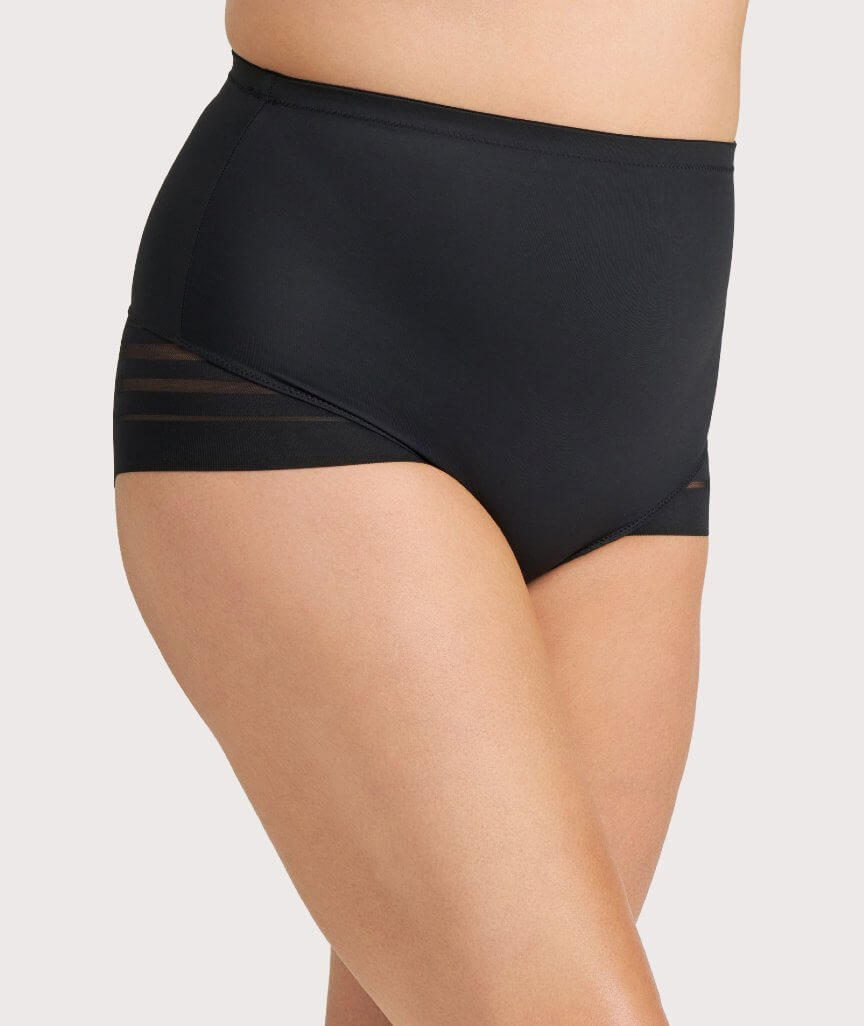 Ava & Audrey Jacquard Stripe Smoothing Full Brief - Black