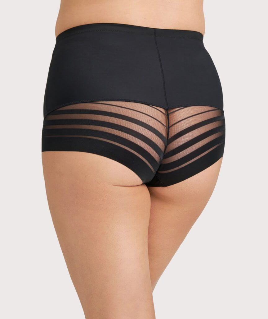 Ava & Audrey Jacquard Stripe Smoothing Full Brief - Black
