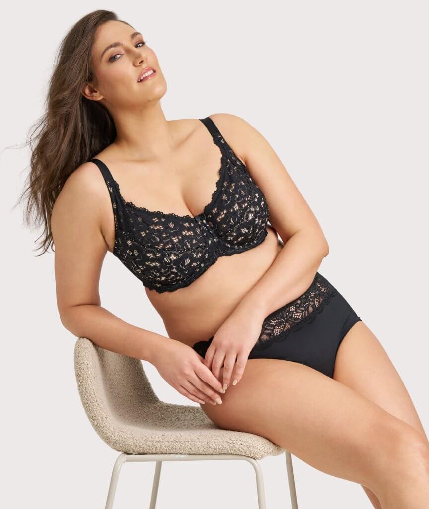Ava & Audrey Jacqueline Lace Full Cup Underwire Bra - Black/Nude