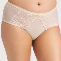 Ava & Audrey Lillian Embroidered Mesh Full Brief - Champagne